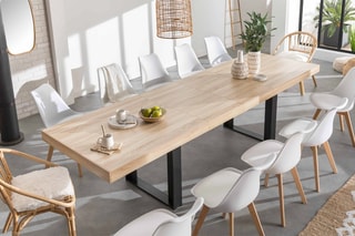 Table extensible Brixton - Imitation bois et noir
