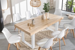 Table extensible Brixton - Imitation bois et blanc