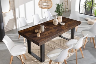 Table repas extensible Brixton - Imitation bois et noir