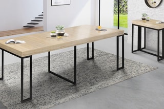 Table extensible Manufacture - Noir et imitation bois