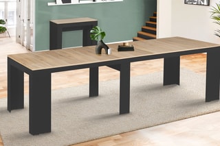 Table à manger extensible Nora - Imitation bois et noir