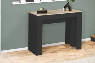 Table à manger extensible Nora - Imitation bois et noir