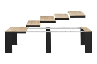 Table à manger extensible Nora - Imitation bois et noir
