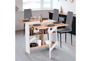 Table console pliable Edi - Imitation bois et blanc
