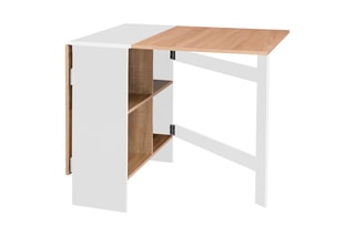 Table console pliable Edi - Imitation bois et blanc