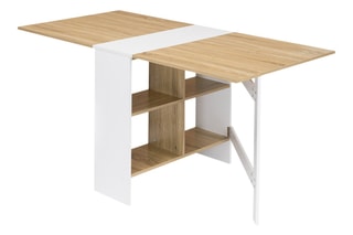 Table console pliable Edi - Imitation bois et blanc
