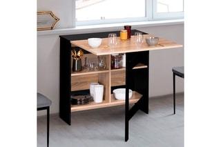Table console pliable Edi - Imitation bois et noir