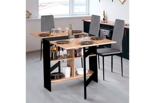 Table console pliable Edi - Imitation bois et noir