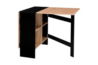 Table console pliable Edi - Imitation bois et noir