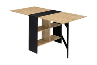 Table console pliable Edi - Imitation bois et noir