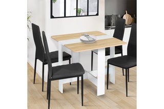 Table console pliable Edi - Imitation bois et blanc