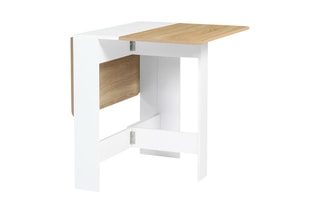 Table console pliable Edi - Imitation bois et blanc