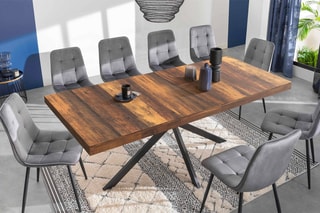 Table à manger extensible Eliza - Imitation bois et noir