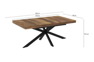 Table à manger extensible Eliza - Imitation bois et noir