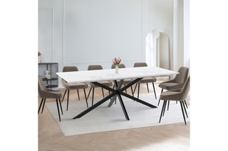 Table à manger extensible Glam - Imitation marbre et noir