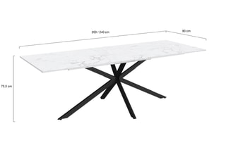 Table à manger extensible Glam - Imitation marbre et noir