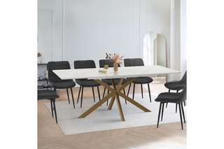 Table à manger extensible Glam - Imitation marbre et doré