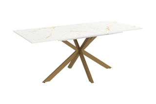 Table à manger extensible Glam - Imitation marbre et doré