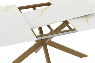 Table à manger extensible Glam - Imitation marbre et doré