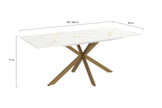 Table à manger extensible Glam - Imitation marbre et doré
