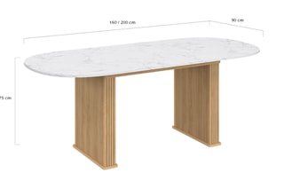 Table avec plateau extensible Marceau - 160/200 x 90 x 75 cm