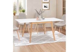 Table à manger extensible - Naturel et blanc