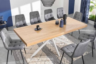 Table extensible Memphis - Imitation bois et blanc