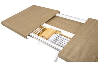 Table extensible Memphis - Imitation bois et blanc