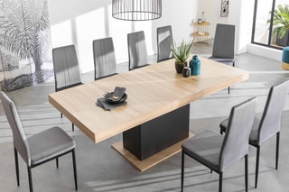 Table à manger extensible Tania - Imitation bois et noir