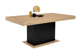 Table à manger extensible Tania - Imitation bois et noir