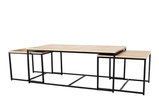3 tables gigognes Manufacture - Imitation bois et noir