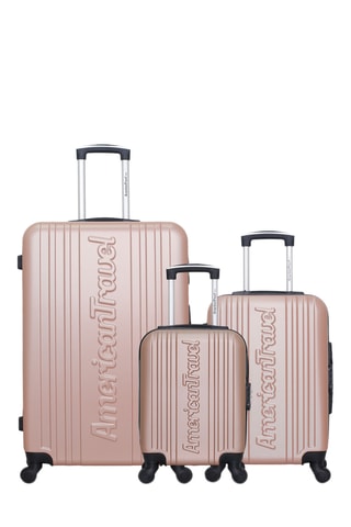 Set de 3 valises Springfield (XXS/S/L) - 46/55/75 cm - Doré rose