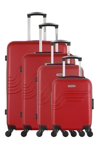 Set de 4 valises Queens-M (XXS/S/M/L) - 46/55/65/75 cm  - Argenté, noir et rouge