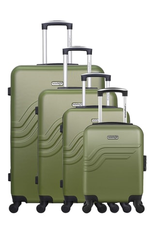 Set de 4 valises Queens-M (XXS/S/M/L) - 46/55/65/75 cm  - Argenté, noir et vert