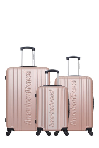 Set de 3 valises Springfield (S/M/L) - 55/65/75 cm - Doré rose