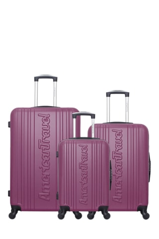 Set de 3 valises Springfield (S/M/L) - 55/65/75 cm - Violet