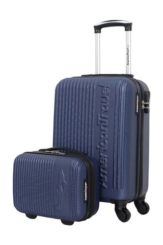 Valise cabine (S) et vanity Nashville-H - 50/30 cm  - Argenté, bleu et noir