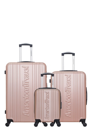 Set de 3 valises Springfield (XXS/M/L) - 46/65/75 cm - Doré rose