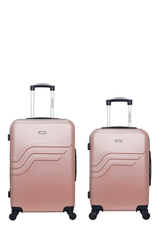 Valise cabine et valise semaine Queens - 55/65 cm  - Noir, rose, doré et argenté