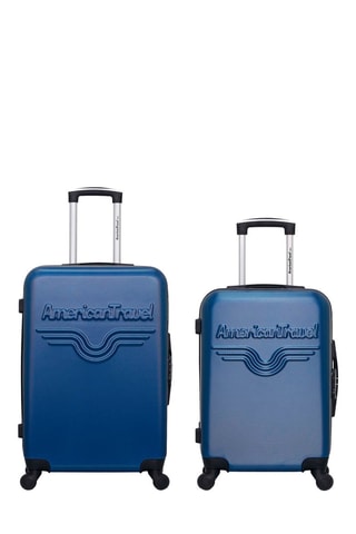 Valise cabine et valise semaine Chelsea - 55/65 cm  - Noir, bleu et argenté