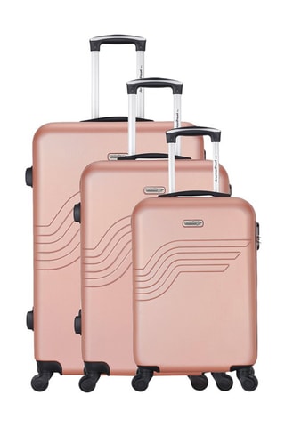 Set de 3 valises Queens (S/M/L) - 55/65/75 cm  - Doré et rose
