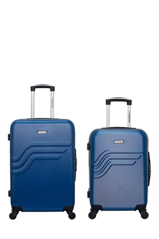 Valise cabine et valise semaine Queens - 55/65 cm  - Noir, bleu et argenté
