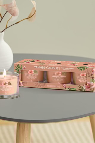 3 bougies votives en verre Signature - Brise tropicale