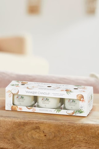 3 bougies votives en verre Signature - Noix de coco