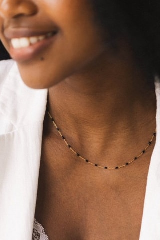 Bougie parfumée et collier noir Essentielles - Vanille Gourmande