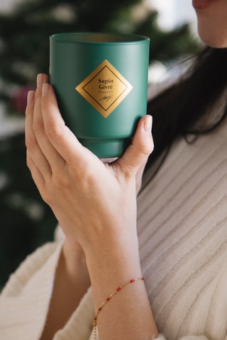 Bougie parfumée et bracelet rouge - Sapin givré