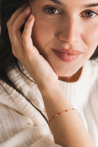 Bougie parfumée et bracelet rouge - Sapin givré