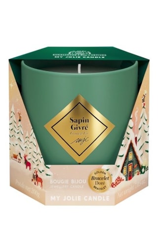 Bougie parfumée et bracelet rouge - Sapin givré