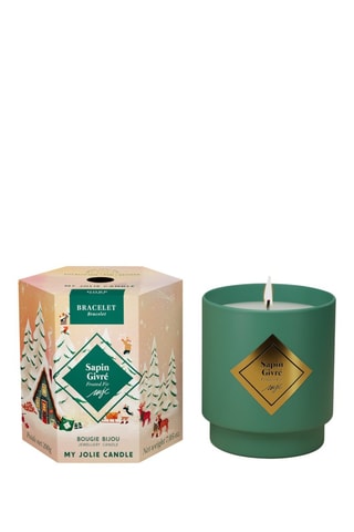 Bougie parfumée et bracelet doré Surprenantes - Sapin givré