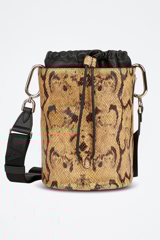 Sac seau en cuir de veau Mini Lipari - Camel
